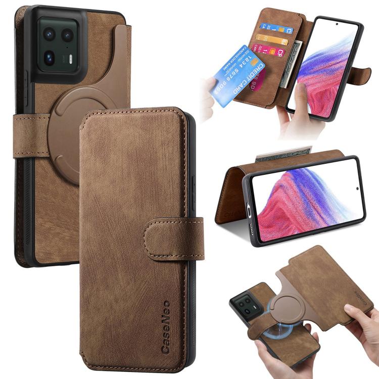 For Motorola Edge 50 Ultra CaseNeo MagSafe RFID Anti-theft Retro Leather Phone Case(Brown)