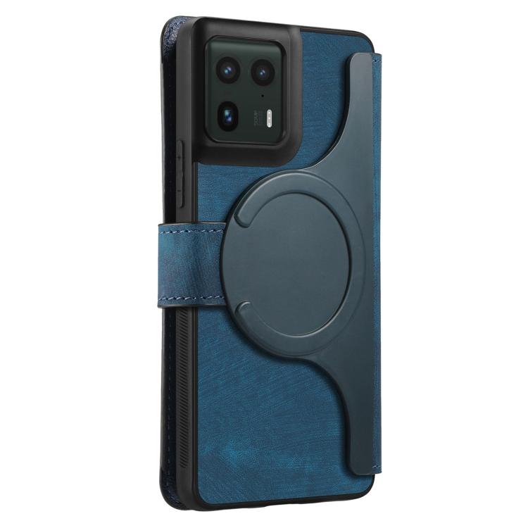 For Motorola Edge 50 Ultra CaseNeo MagSafe RFID Anti-theft Retro Leather Phone Case(Blue)