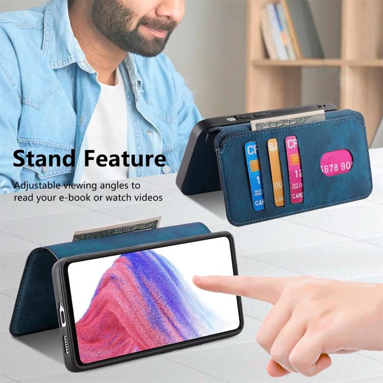 For Motorola Edge 50 Ultra CaseNeo MagSafe RFID Anti-theft Retro Leather Phone Case(Blue)