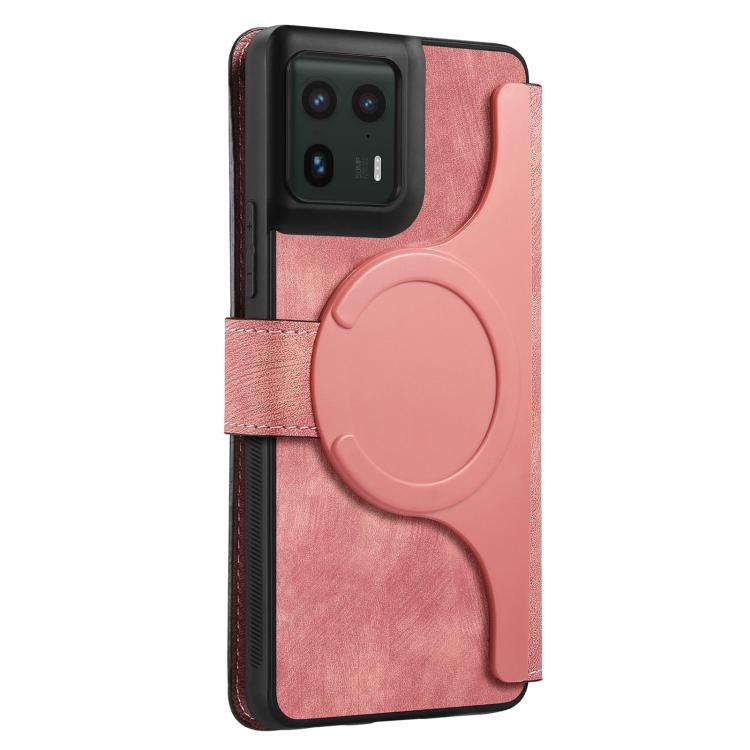 For Motorola Edge 50 Ultra CaseNeo MagSafe RFID Anti-theft Retro Leather Phone Case(Pink)