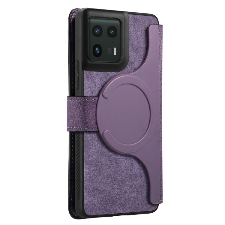 For Motorola Edge 50 Ultra CaseNeo MagSafe RFID Anti-theft Retro Leather Phone Case(Purple)