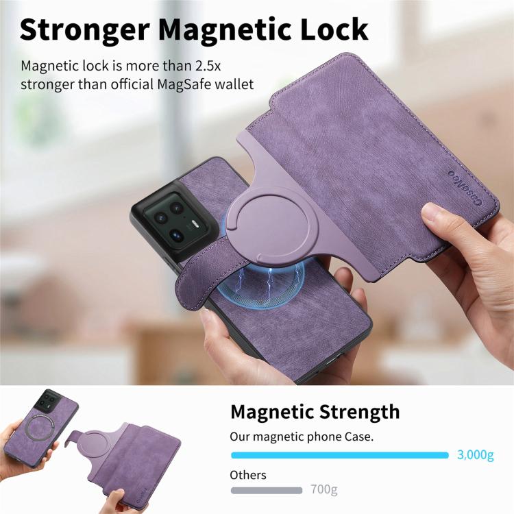 For Motorola Edge 50 Ultra CaseNeo MagSafe RFID Anti-theft Retro Leather Phone Case(Purple)