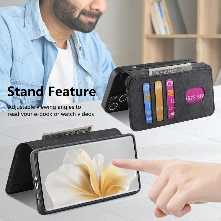 For vivo V40 Lite CaseNeo MagSafe RFID Anti-theft Retro Leather Phone Case(Black)