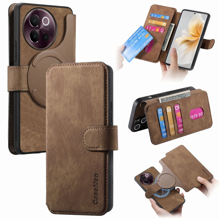 For vivo V40 Lite CaseNeo MagSafe RFID Anti-theft Retro Leather Phone Case(Brown)