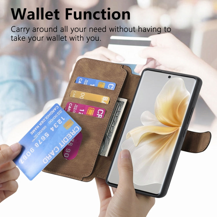 For vivo V40 Lite CaseNeo MagSafe RFID Anti-theft Retro Leather Phone Case(Brown)