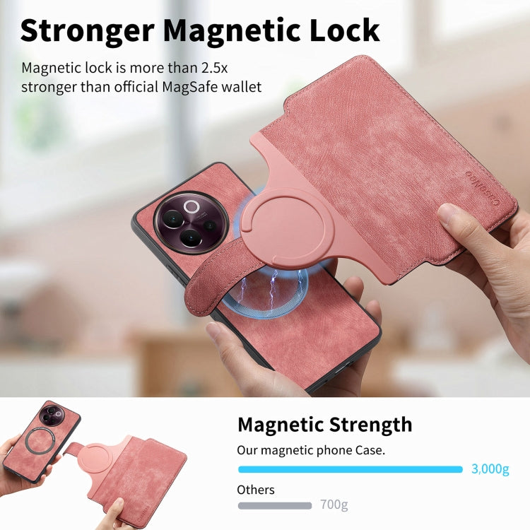 For vivo V40 Lite CaseNeo MagSafe RFID Anti-theft Retro Leather Phone Case(Pink)