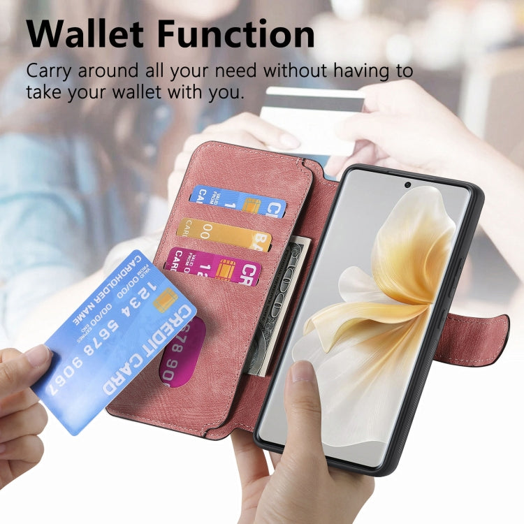 For vivo V40 Lite CaseNeo MagSafe RFID Anti-theft Retro Leather Phone Case(Pink)