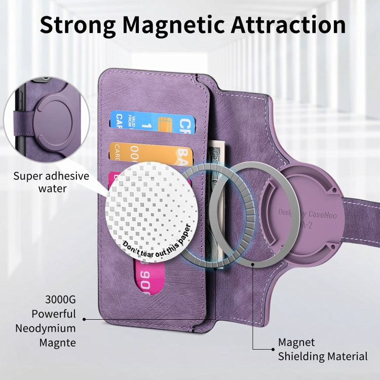 For vivo V40 Lite CaseNeo MagSafe RFID Anti-theft Retro Leather Phone Case(Purple)