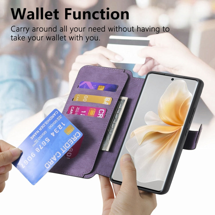 For vivo V40 Lite CaseNeo MagSafe RFID Anti-theft Retro Leather Phone Case(Purple)