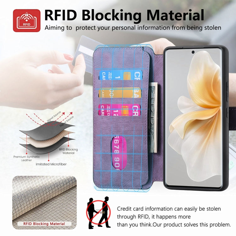 For vivo V40 Lite CaseNeo MagSafe RFID Anti-theft Retro Leather Phone Case(Purple)