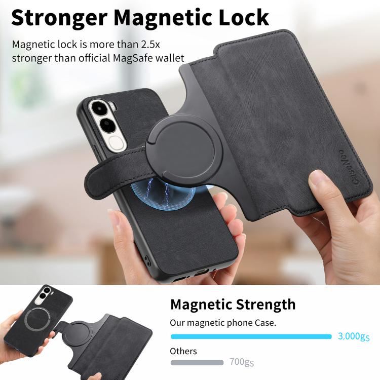 For vivo V40 SE / V40 Lite IDN CaseNeo MagSafe RFID Anti-theft Retro Leather Phone Case(Black)