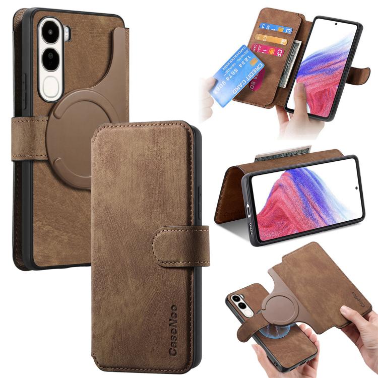 For vivo V40 SE / V40 Lite IDN CaseNeo MagSafe RFID Anti-theft Retro Leather Phone Case(Brown)