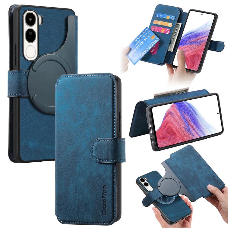 For vivo V40 SE / V40 Lite IDN CaseNeo MagSafe RFID Anti-theft Retro Leather Phone Case(Blue)