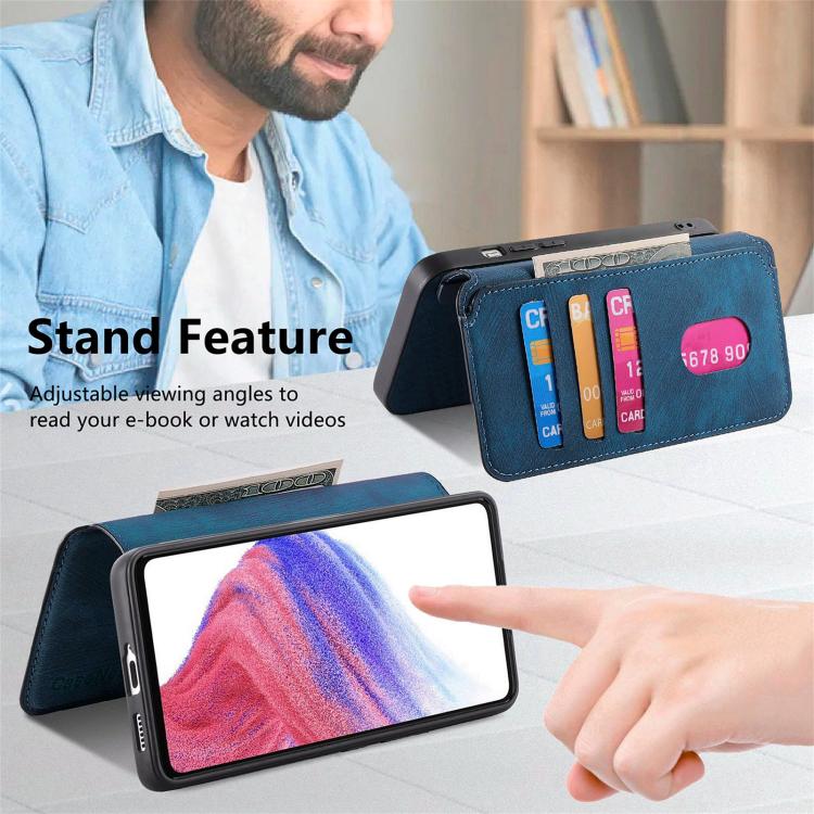 For vivo V40 SE / V40 Lite IDN CaseNeo MagSafe RFID Anti-theft Retro Leather Phone Case(Blue)