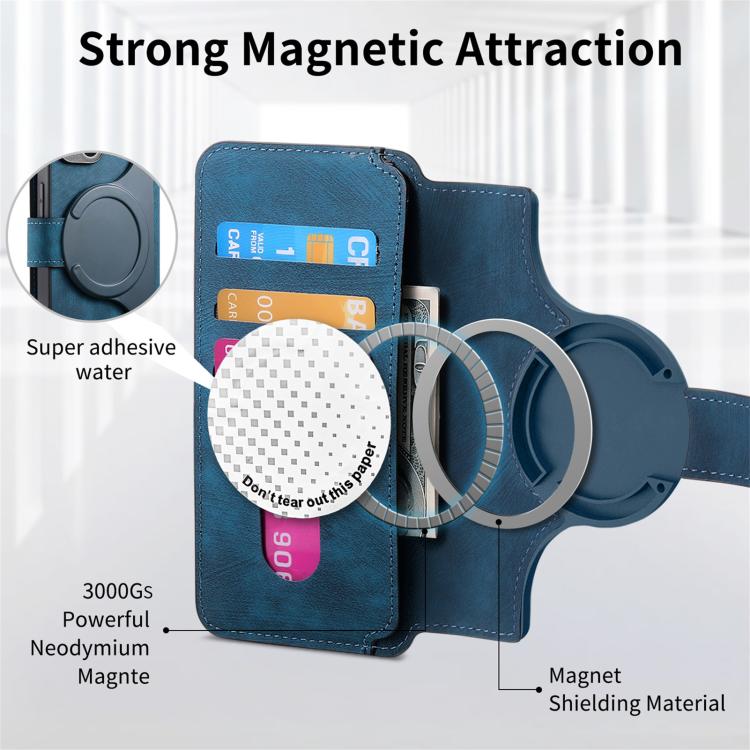 For vivo V40 SE / V40 Lite IDN CaseNeo MagSafe RFID Anti-theft Retro Leather Phone Case(Blue)