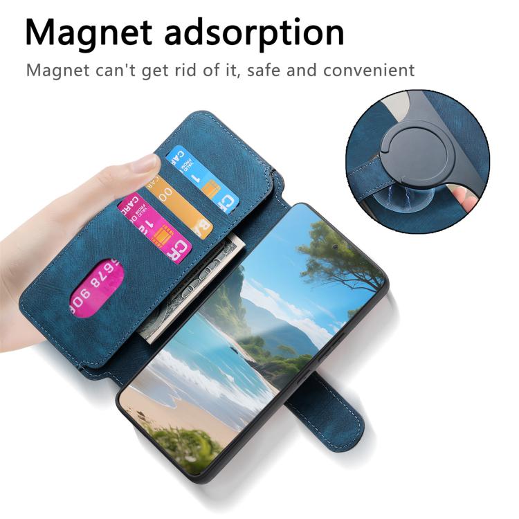 For vivo V40 SE / V40 Lite IDN CaseNeo MagSafe RFID Anti-theft Retro Leather Phone Case(Blue)