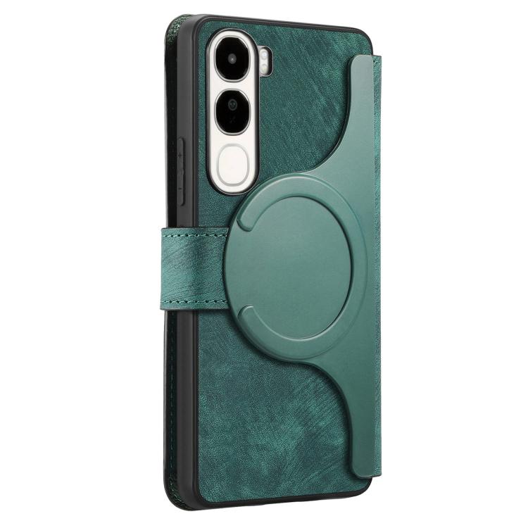 For vivo V40 SE / V40 Lite IDN CaseNeo MagSafe RFID Anti-theft Retro Leather Phone Case(Green)