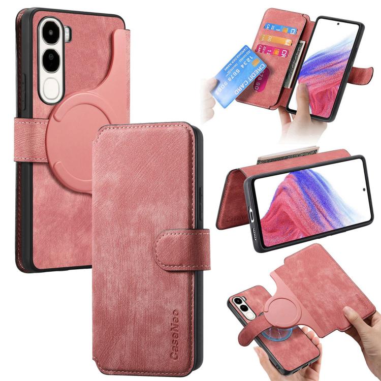 For vivo V40 SE / V40 Lite IDN CaseNeo MagSafe RFID Anti-theft Retro Leather Phone Case(Pink)