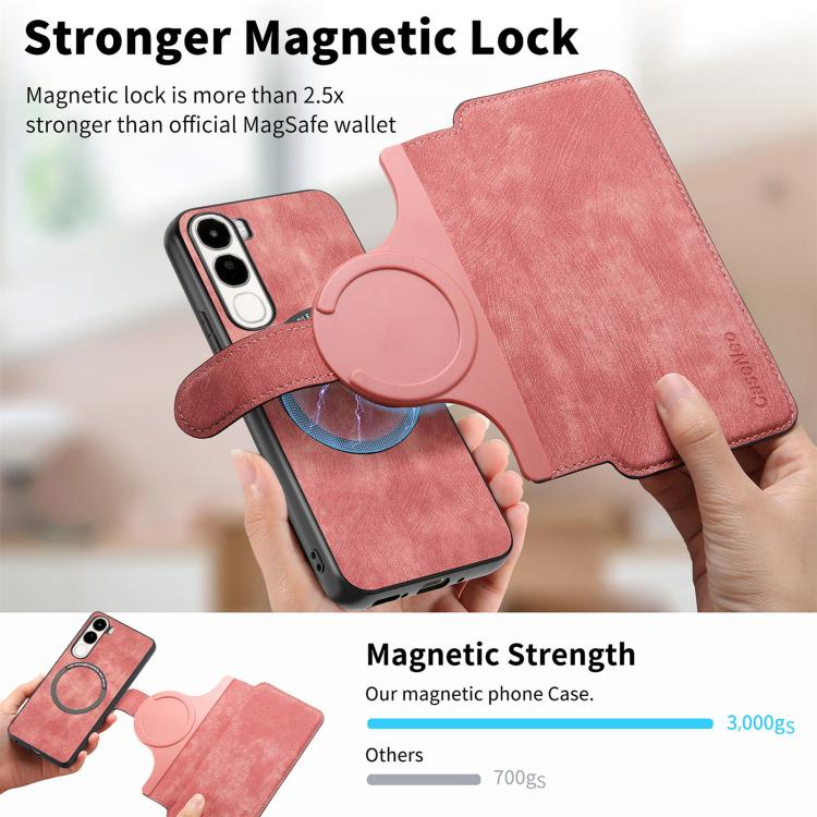 For vivo V40 SE / V40 Lite IDN CaseNeo MagSafe RFID Anti-theft Retro Leather Phone Case(Pink)