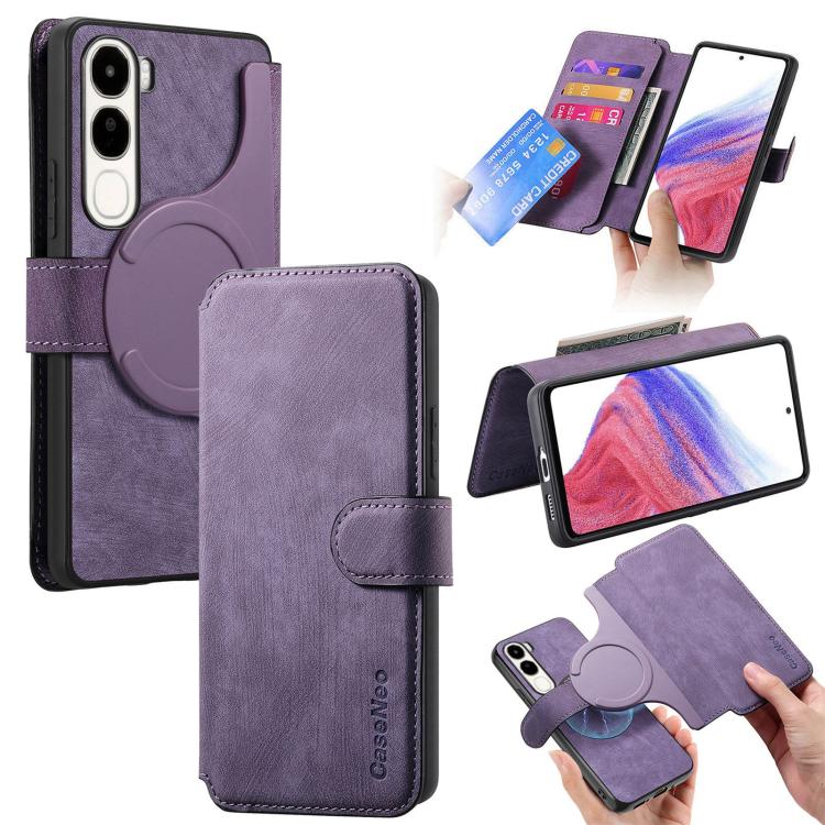 For vivo V40 SE / V40 Lite IDN CaseNeo MagSafe RFID Anti-theft Retro Leather Phone Case(Purple)