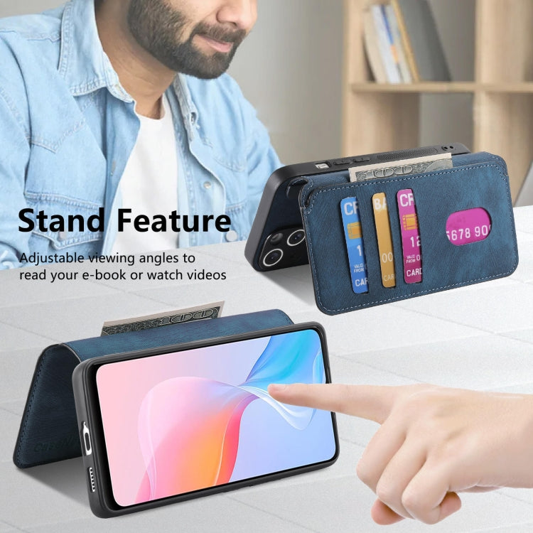 For vivo Y21s / Y32 / Y21T / Y3T CaseNeo MagSafe RFID Anti-theft Retro Leather Phone Case(Blue)
