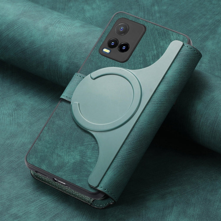 For vivo Y21s / Y32 / Y21T / Y3T CaseNeo MagSafe RFID Anti-theft Retro Leather Phone Case(Green)
