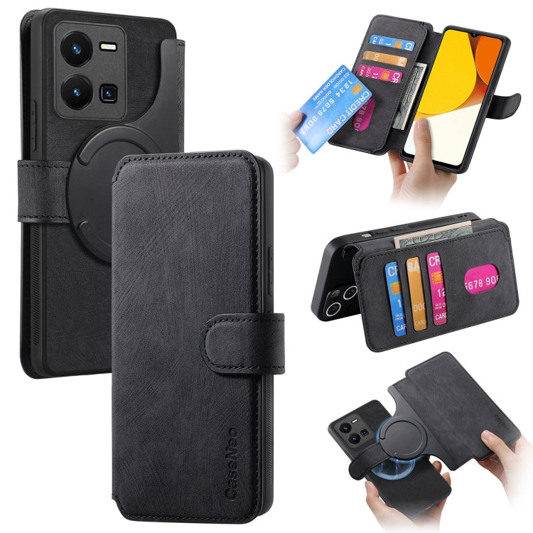 For vivo Y35 5G CaseNeo MagSafe RFID Anti-theft Retro Leather Phone Case(Black)