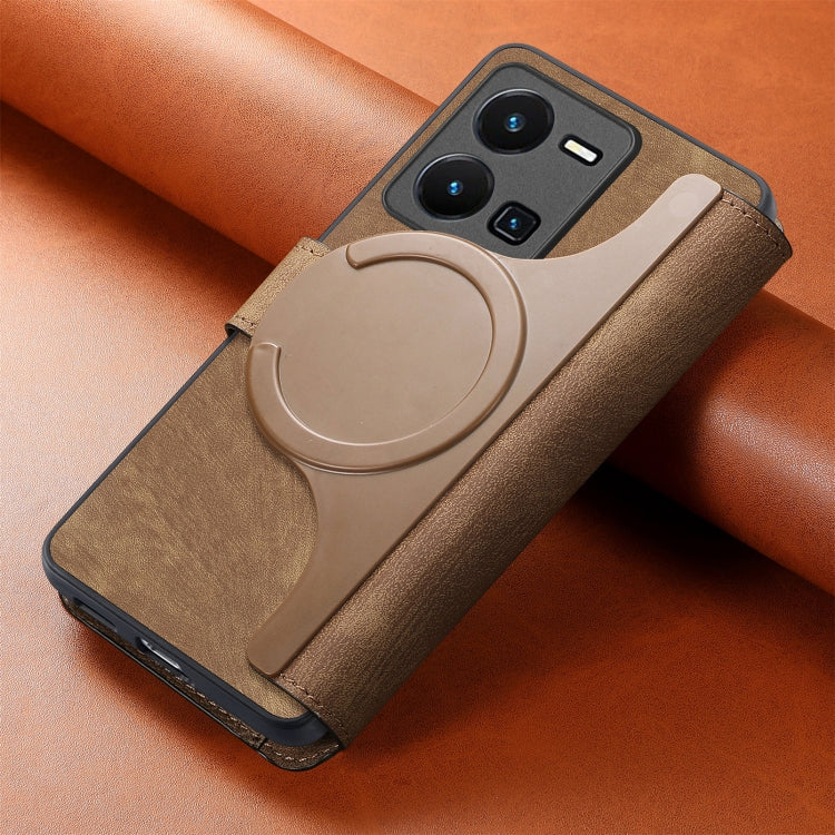 For vivo Y35 5G CaseNeo MagSafe RFID Anti-theft Retro Leather Phone Case(Brown)