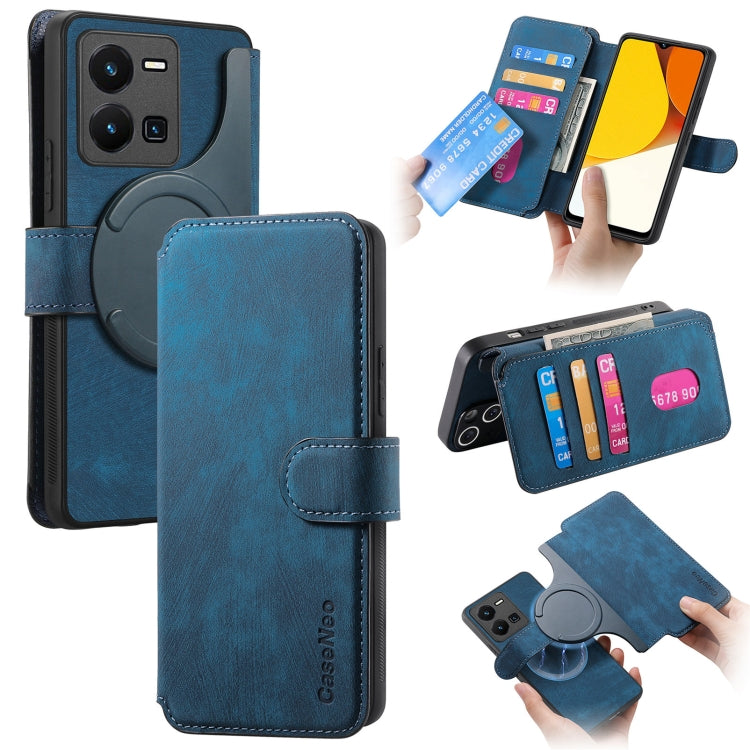 For vivo Y35 5G CaseNeo MagSafe RFID Anti-theft Retro Leather Phone Case(Blue)
