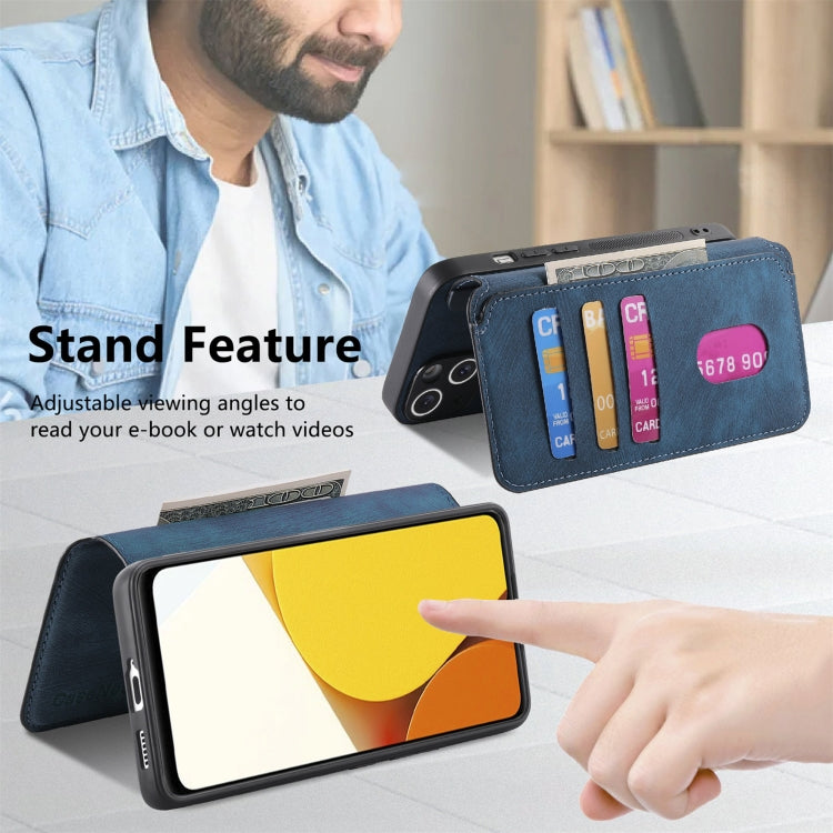 For vivo Y35 5G CaseNeo MagSafe RFID Anti-theft Retro Leather Phone Case(Blue)