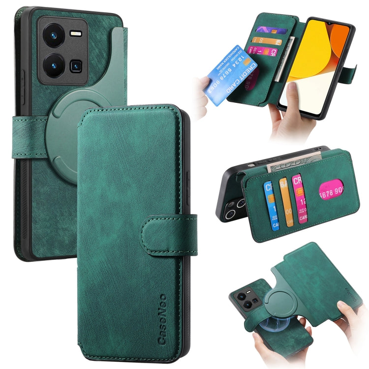 For vivo Y35 5G CaseNeo MagSafe RFID Anti-theft Retro Leather Phone Case(Green)