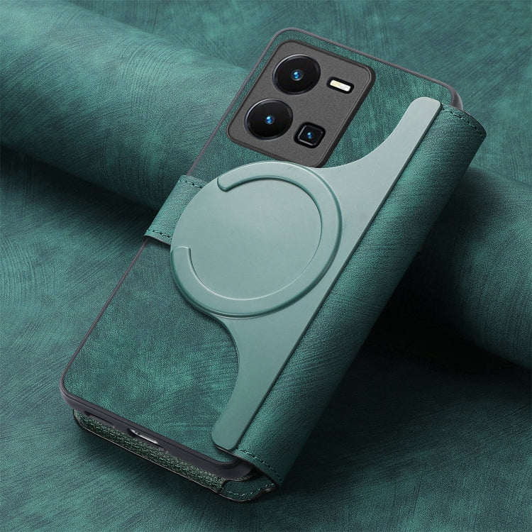 For vivo Y35 5G CaseNeo MagSafe RFID Anti-theft Retro Leather Phone Case(Green)