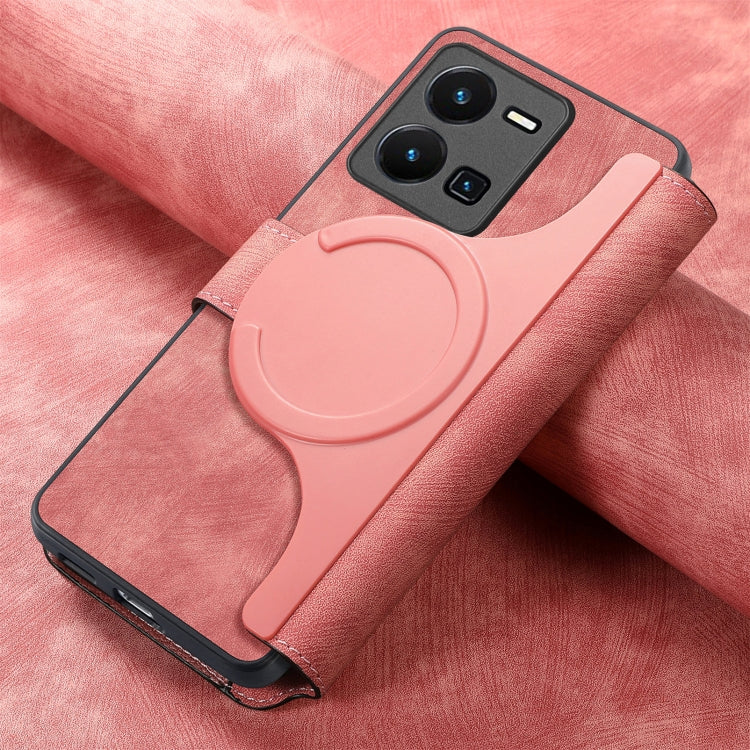 For vivo Y35 5G CaseNeo MagSafe RFID Anti-theft Retro Leather Phone Case(Pink)