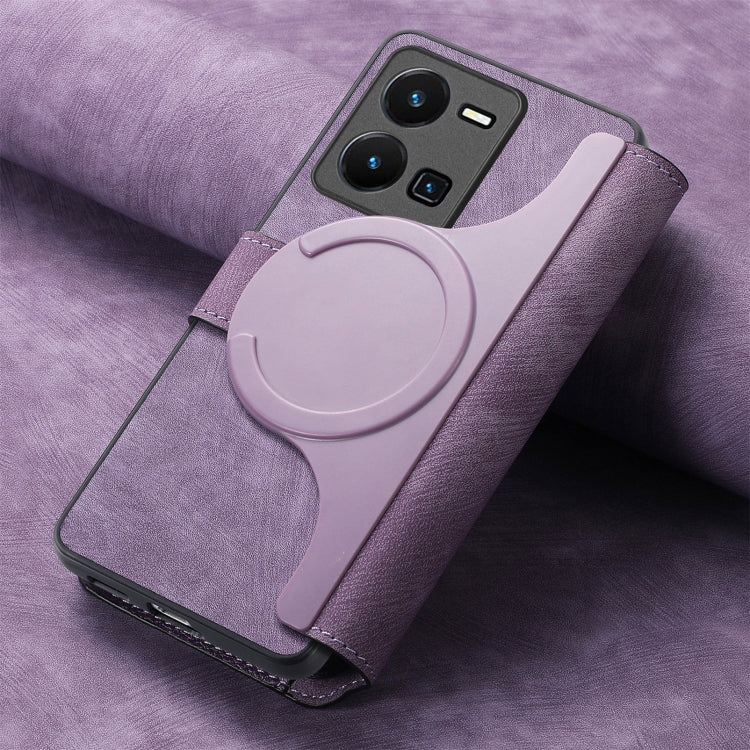 For vivo Y35 5G CaseNeo MagSafe RFID Anti-theft Retro Leather Phone Case(Purple)