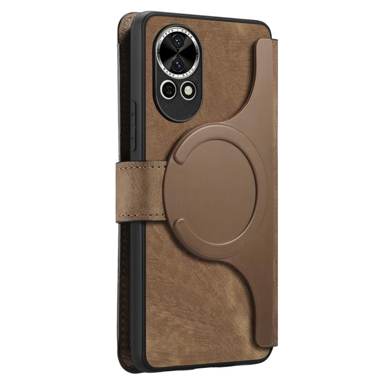 For Huawei nova 12 Pro CaseNeo MagSafe RFID Anti-theft Retro Leather Phone Case(Brown)