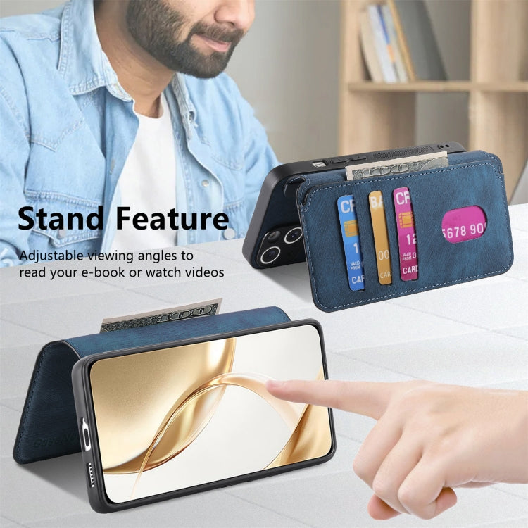 For Honor 200 CaseNeo MagSafe RFID Anti-theft Retro Leather Phone Case(Blue)