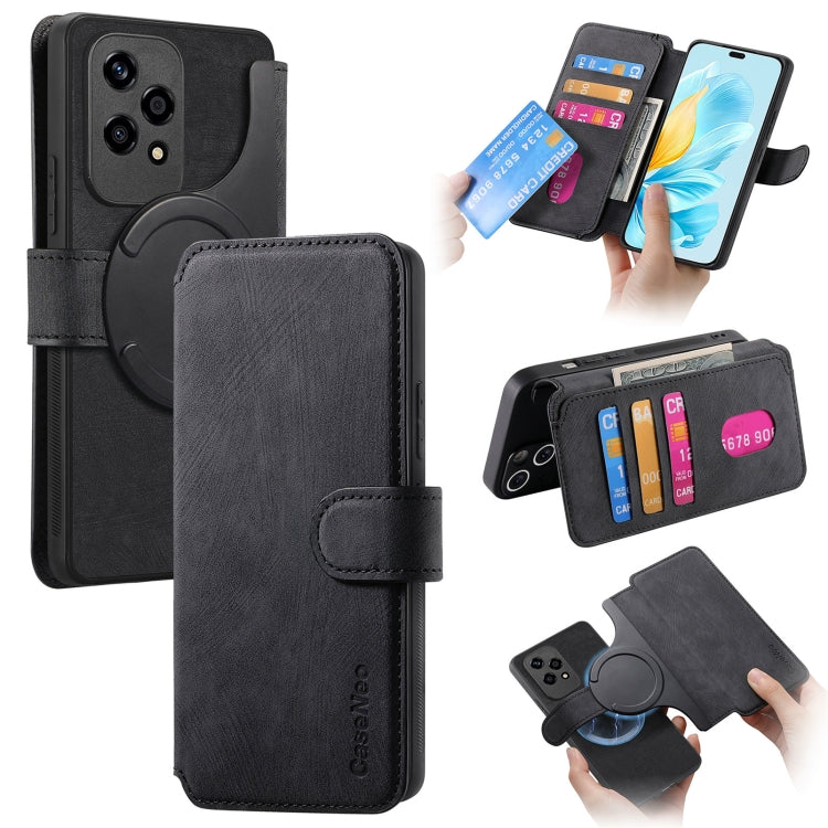 For Honor 200 Lite Global CaseNeo MagSafe RFID Anti-theft Retro Leather Phone Case(Black)