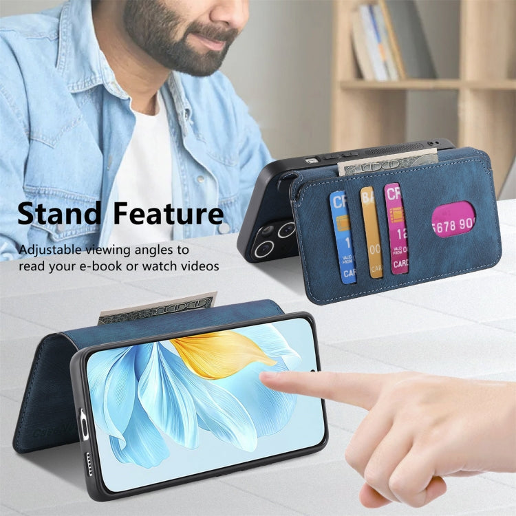 For Honor 200 Lite Global CaseNeo MagSafe RFID Anti-theft Retro Leather Phone Case(Blue)