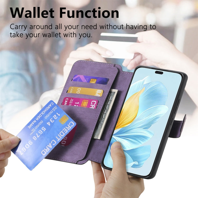 For Honor 200 Lite Global CaseNeo MagSafe RFID Anti-theft Retro Leather Phone Case(Purple)