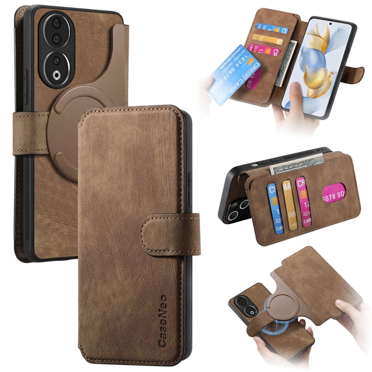 For Honor 90 CaseNeo MagSafe RFID Anti-theft Retro Leather Phone Case(Brown)