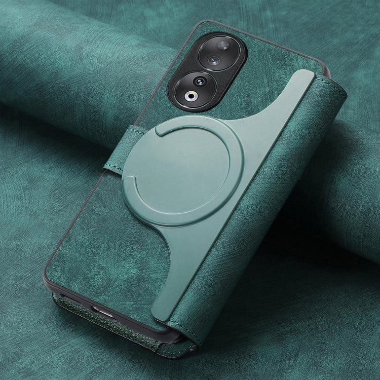 For Honor 90 CaseNeo MagSafe RFID Anti-theft Retro Leather Phone Case(Green)