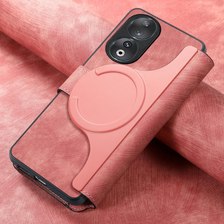 For Honor 90 CaseNeo MagSafe RFID Anti-theft Retro Leather Phone Case(Pink)