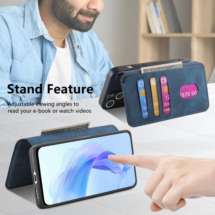 For Honor 90 Lite CaseNeo MagSafe RFID Anti-theft Retro Leather Phone Case(Blue)