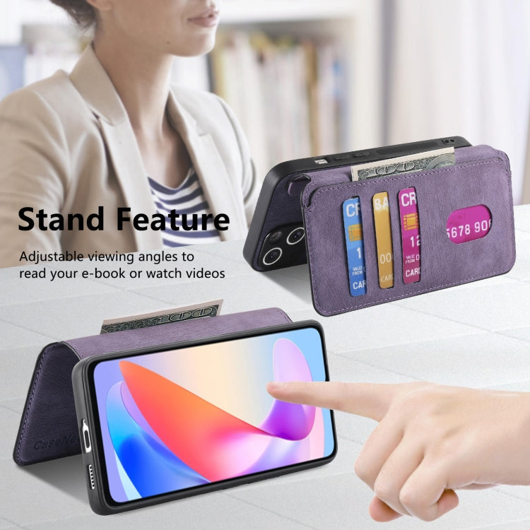 For Honor X6a CaseNeo MagSafe RFID Anti-theft Retro Leather Phone Case(Purple)