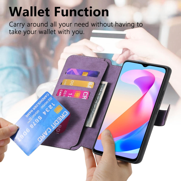 For Honor X6a CaseNeo MagSafe RFID Anti-theft Retro Leather Phone Case(Purple)
