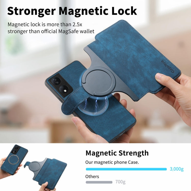 For Honor X7b CaseNeo MagSafe RFID Anti-theft Retro Leather Phone Case(Blue)