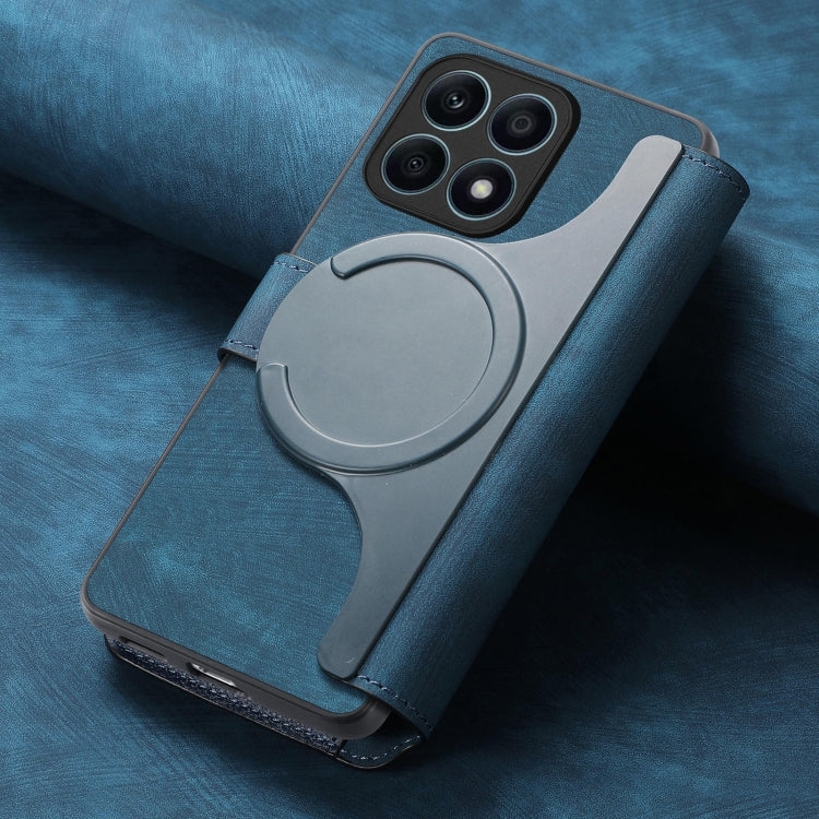 For Honor X8a CaseNeo MagSafe RFID Anti-theft Retro Leather Phone Case(Blue)