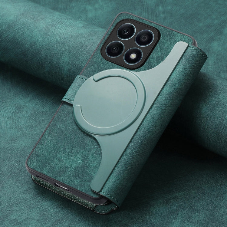 For Honor X8a CaseNeo MagSafe RFID Anti-theft Retro Leather Phone Case(Green)