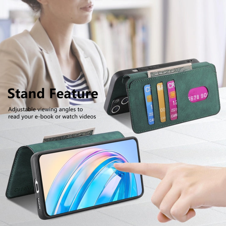 For Honor X8a CaseNeo MagSafe RFID Anti-theft Retro Leather Phone Case(Green)