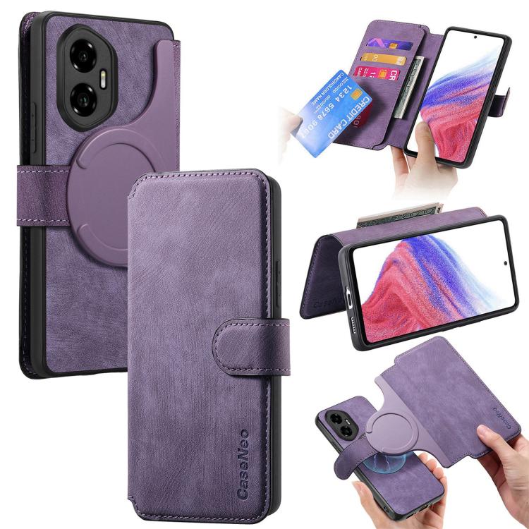 For Honor 300 CaseNeo MagSafe RFID Anti-theft Retro Leather Phone Case(Purple)